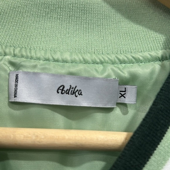 Adika Spoiled Girl Satin Finish Mint Green Oversized Bomber Jacket - XL - Picture 10 of 11